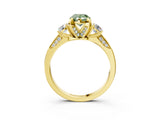 Yellow gold Fancy Green Pear Cut Brilliant Three-Stone Diamond Ring with Pavé Band and Four-Prong Setting_13