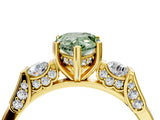 Yellow gold Fancy Green Pear Cut Brilliant Three-Stone Pave Band with Four-Prong Setting_4