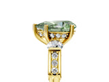 Yellow gold Fancy Green Pear Cut Brilliant Three-Stone Pave Band with Four-Prong Setting_5