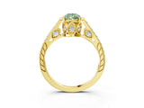 Yellow gold Fancy Green Pear  Cut Cathedral Pave Diamond Engagement Ring with Six-Prong Setting_36