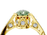 Yellow gold Fancy Green Pear  Cut Cathedral Pave Diamond Engagement Ring with Six-Prong Setting_37
