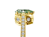 Yellow gold Fancy Green Pear  Cut Cathedral Pave Diamond Engagement Ring with Six-Prong Setting_38