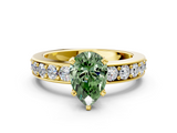 Yellow gold Fancy Green Pear  Cut Channel Set Diamond Engagement Ring with Four-Prong Setting_217