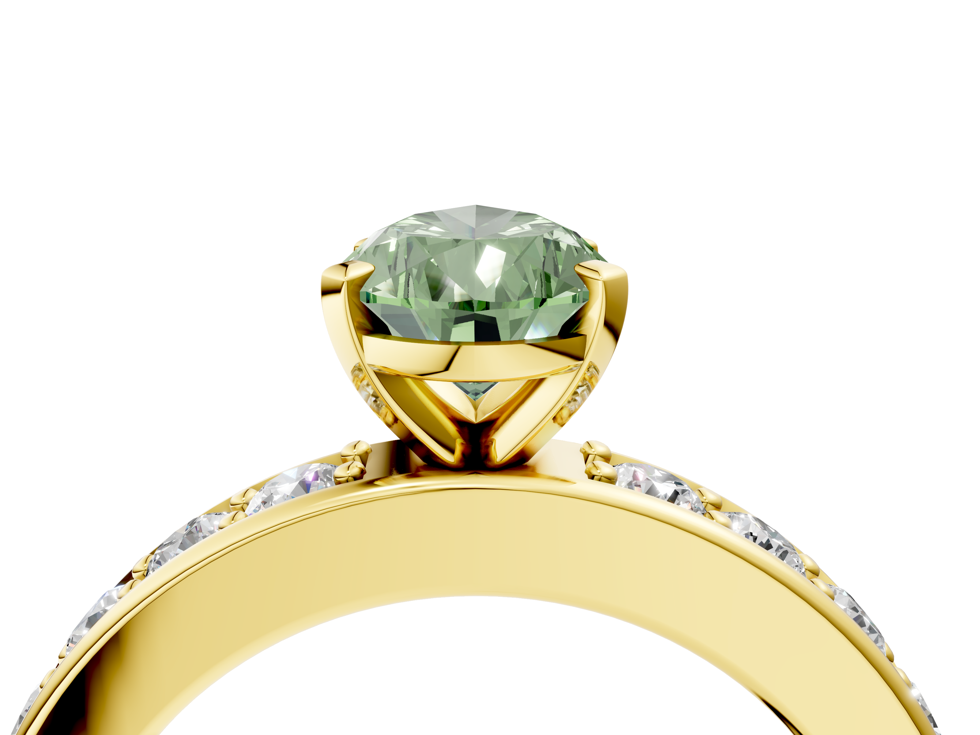 Yellow gold Fancy Green Pear  Cut Channel Set Diamond Engagement Ring with Four-Prong Setting_221