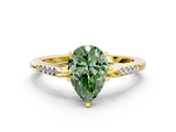 Yellow gold Fancy Green Pear  Cut Channel Set Solitaire Engagement Ring with Four-Prong Setting_208