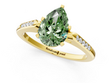 Yellow gold Fancy Green Pear  Cut Channel Set Solitaire Engagement Ring with Four-Prong Setting_209