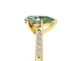 Yellow gold Fancy Green Pear  Cut Channel Set Solitaire Engagement Ring with Four-Prong Setting_213