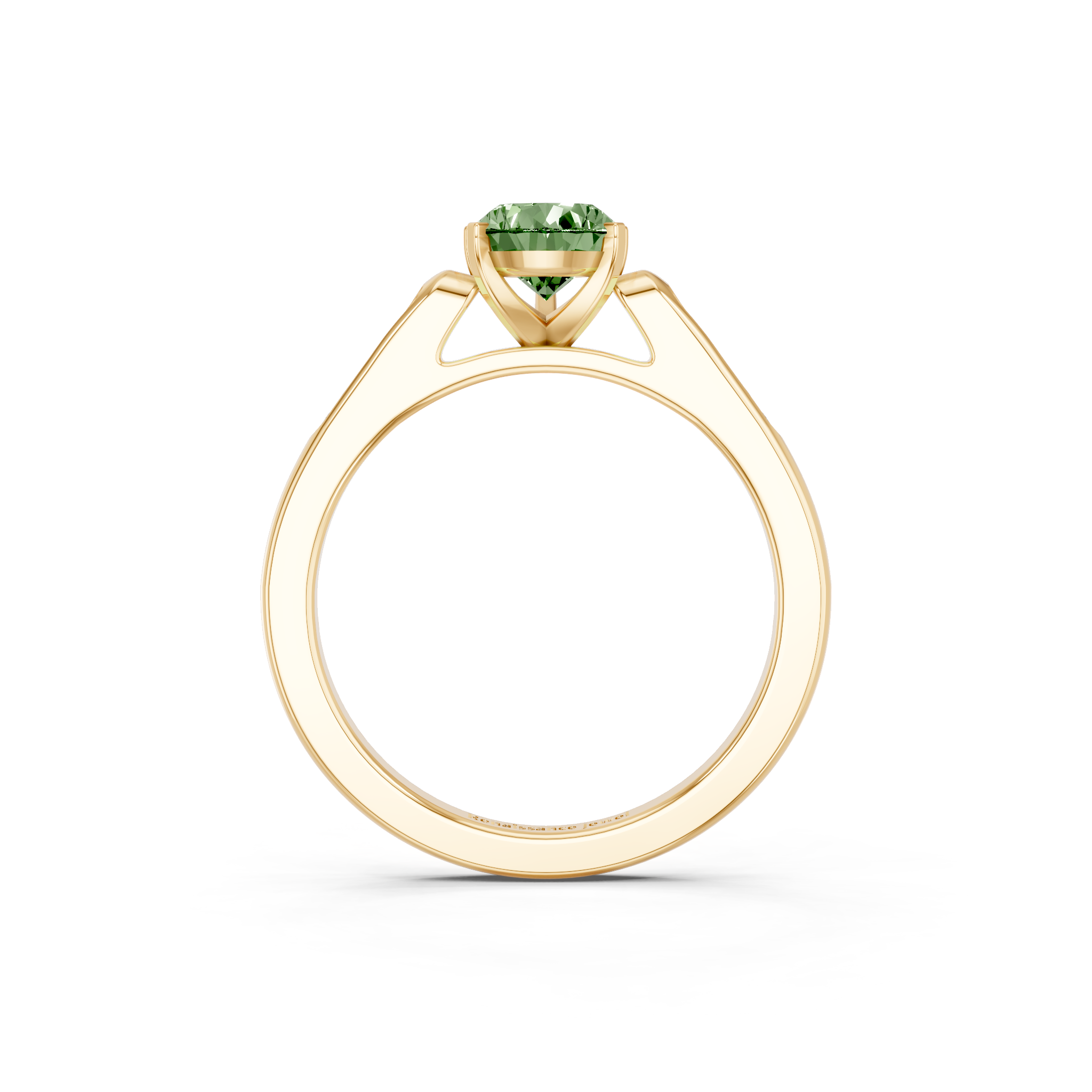 Yellow gold Fancy Green Pear  Cut Channel Set Solitaire Engagement Ring with Four-Prong Setting_79
