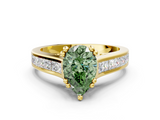 Yellow gold Fancy Green Pear  Cut Channel Set Solitaire Engagement Ring with Prong Setting_20