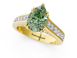 Yellow gold Fancy Green Pear  Cut Channel Set Solitaire Engagement Ring with Prong Setting_21