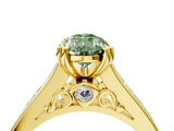 Yellow gold Fancy Green Pear  Cut Channel Set Solitaire Engagement Ring with Prong Setting_24