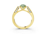 Yellow gold Fancy Green Pear Cut Cut Diamond Channel Set Solitaire Ring with Four-Prong Setting_3