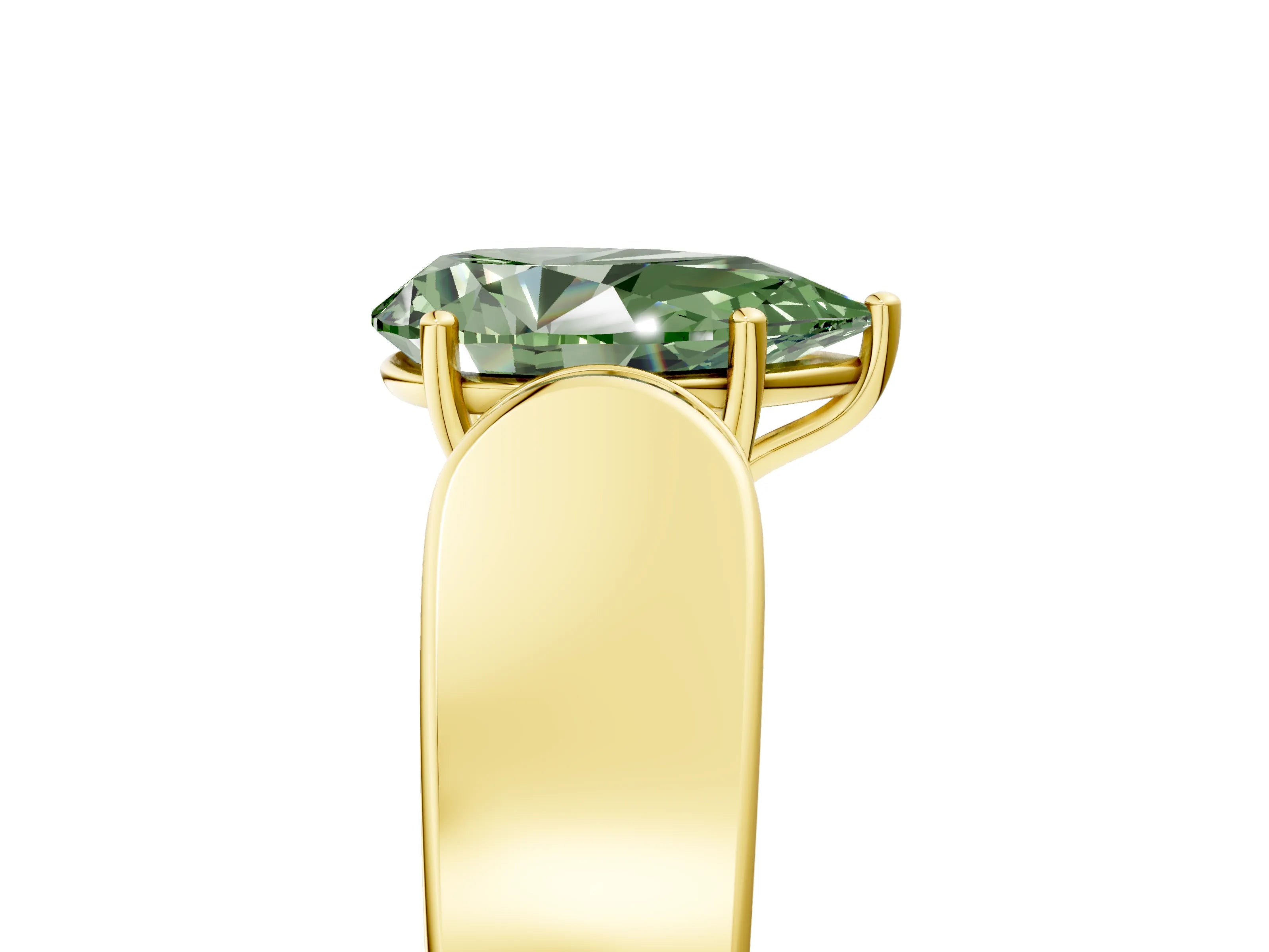 Yellow gold Fancy Green Pear Cut Cut Diamond Channel Set Solitaire Ring with Four-Prong Setting_5