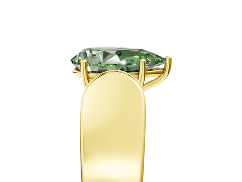 Yellow gold Fancy Green Pear Cut Cut Diamond Channel Set Solitaire Ring with Four-Prong Setting_5