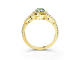 Yellow gold Fancy Green Pear Cut Cut Diamond Halo Engagement Ring with Open Split Pavé Band_3