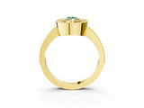 Yellow gold Fancy Green Pear Cut-Cut Diamond Halo Engagement Ring with Pave Band and Prong Setting_3