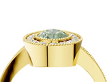 Yellow gold Fancy Green Pear Cut-Cut Diamond Halo Engagement Ring with Pave Band and Prong Setting_4