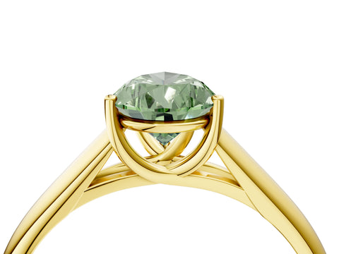 Yellow gold Fancy Green Pear Cut Cut Diamond Solitaire Engagement Ring with Tapered Plain Band and Four-Prong Setting_4