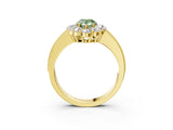 Yellow gold Fancy Green Pear Cut Cut Halo Diamond Pavé Engagement Ring with Milgrain Detailing_3