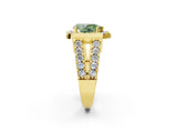 Yellow gold Fancy Green Pear Cut Cut Halo Split Shank Prong Set Ring_2