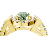 Yellow gold Fancy Green Pear Cut Cut Halo Split Shank Prong Set Ring_4