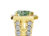 Yellow gold Fancy Green Pear Cut Cut Halo Split Shank Prong Set Ring_5