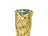 Yellow gold Fancy Green Pear Cut Cut Milgrain Pave Diamond Engagement Ring with Four-Prong Setting_8