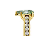 Yellow gold Fancy Green Pear Cut Cut Pave Band Milgrain Solitaire Ring_5