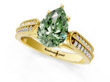 Yellow gold Fancy Green Pear Cut Cut Pave Split Shank Engagement Ring with Four-Prong Setting_1