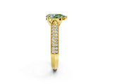 Yellow gold Fancy Green Pear Cut Cut Pave Split Shank Engagement Ring with Four-Prong Setting_2