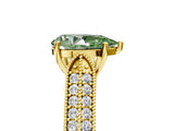 Yellow gold Fancy Green Pear Cut Cut Pave Split Shank Engagement Ring with Four-Prong Setting_5