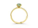 Yellow gold Fancy Green Pear Cut Diamond Brilliant Solitaire Ring with Pavé Band and Four-Prong Setting_15