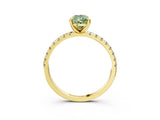 Yellow gold Fancy Green Pear Cut Diamond Brilliant Solitaire Ring with Pavé Band and Four-Prong Setting_3