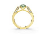 Yellow gold Fancy Green Pear Cut Diamond Channel Set Solitaire Ring with Four-Prong Setting_15