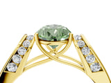 Yellow gold Fancy Green Pear Cut Diamond Channel Set Solitaire Ring with Four-Prong Setting_16