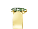 Yellow gold Fancy Green Pear Cut Diamond Channel Set Solitaire Ring with Four-Prong Setting_17