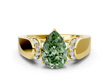 Yellow gold Fancy Green Pear Cut Diamond Channel Set Solitaire Ring with Four-Prong Setting_36