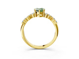 Yellow gold Fancy Green Pear Cut Diamond Cluster Pavé Band with Four-Prong Setting_15