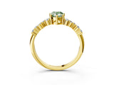 Yellow gold Fancy Green Pear Cut Diamond Cluster Pavé Band with Four-Prong Setting_6