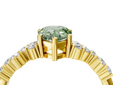 Yellow gold Fancy Green Pear Cut Diamond Cluster Pavé Band with Four-Prong Setting_7
