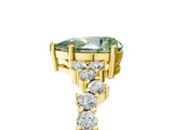 Yellow gold Fancy Green Pear Cut Diamond Cluster Pavé Band with Four-Prong Setting_8