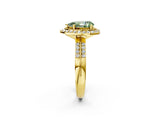 Yellow gold Fancy Green Pear Cut Diamond Double Halo Ring with Split Shank and Four-Prong Setting_2