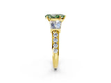 Yellow gold Fancy Green Pear Cut Diamond Engagement Ring with Baguette Side Stones and Channel Set Band_21