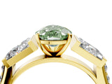 Yellow gold Fancy Green Pear Cut Diamond Engagement Ring with Baguette Side Stones and Channel Set Band_23