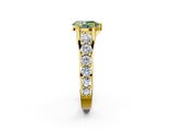 Yellow gold Fancy Green Pear  Cut Diamond Engagement Ring with Pavé Band and Four-Prong Setting_5