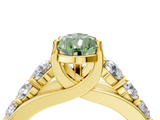 Yellow gold Fancy Green Pear  Cut Diamond Engagement Ring with Pavé Band and Four-Prong Setting_7