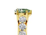 Yellow gold Fancy Green Pear  Cut Diamond Engagement Ring with Pavé Band and Four-Prong Setting_8