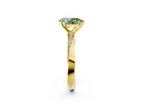 Yellow gold Fancy Green Pear Cut Diamond Engagement Ring with Side Stone Accents and Four-Prong Setting_14
