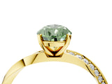 Yellow gold Fancy Green Pear Cut Diamond Engagement Ring with Side Stone Accents and Four-Prong Setting_16