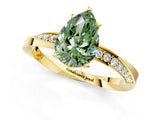 Yellow gold Fancy Green Pear Cut Diamond Engagement Ring with Side Stone Accents and Four-Prong Setting_61